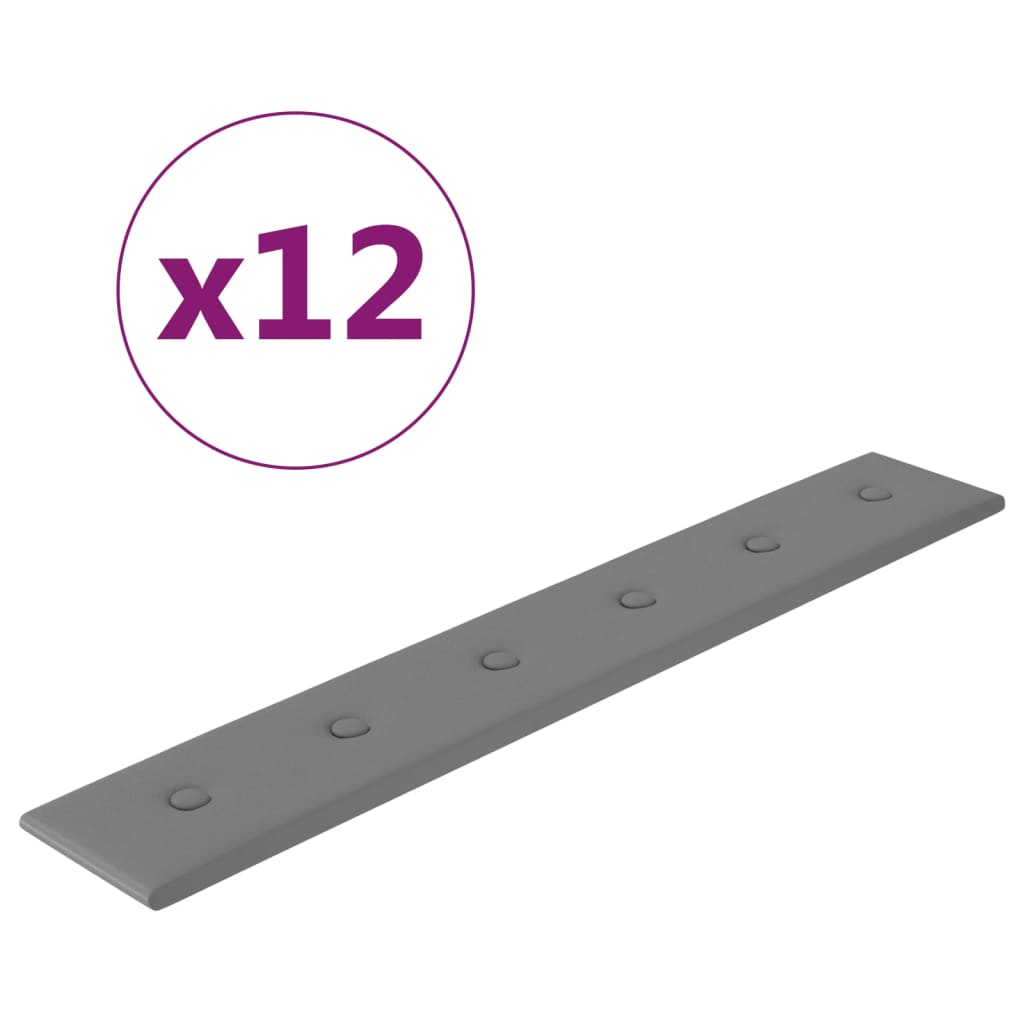 Vidaxl Wandpaneele 12 ST 1,62 m² 90 x 15 cm künstliches Ledergrau grau