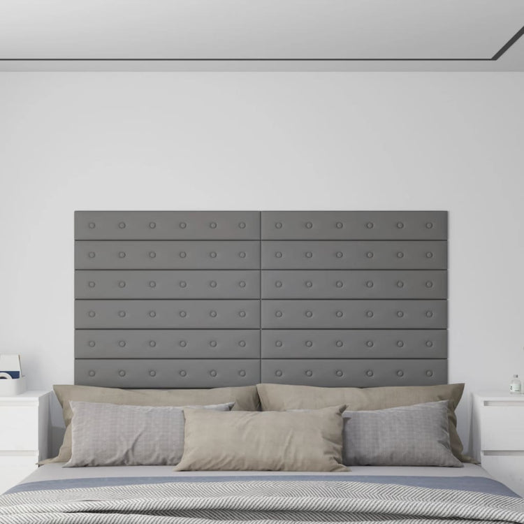 Vidaxl Wandpaneele 12 ST 1,62 m² 90 x 15 cm künstliches Ledergrau grau