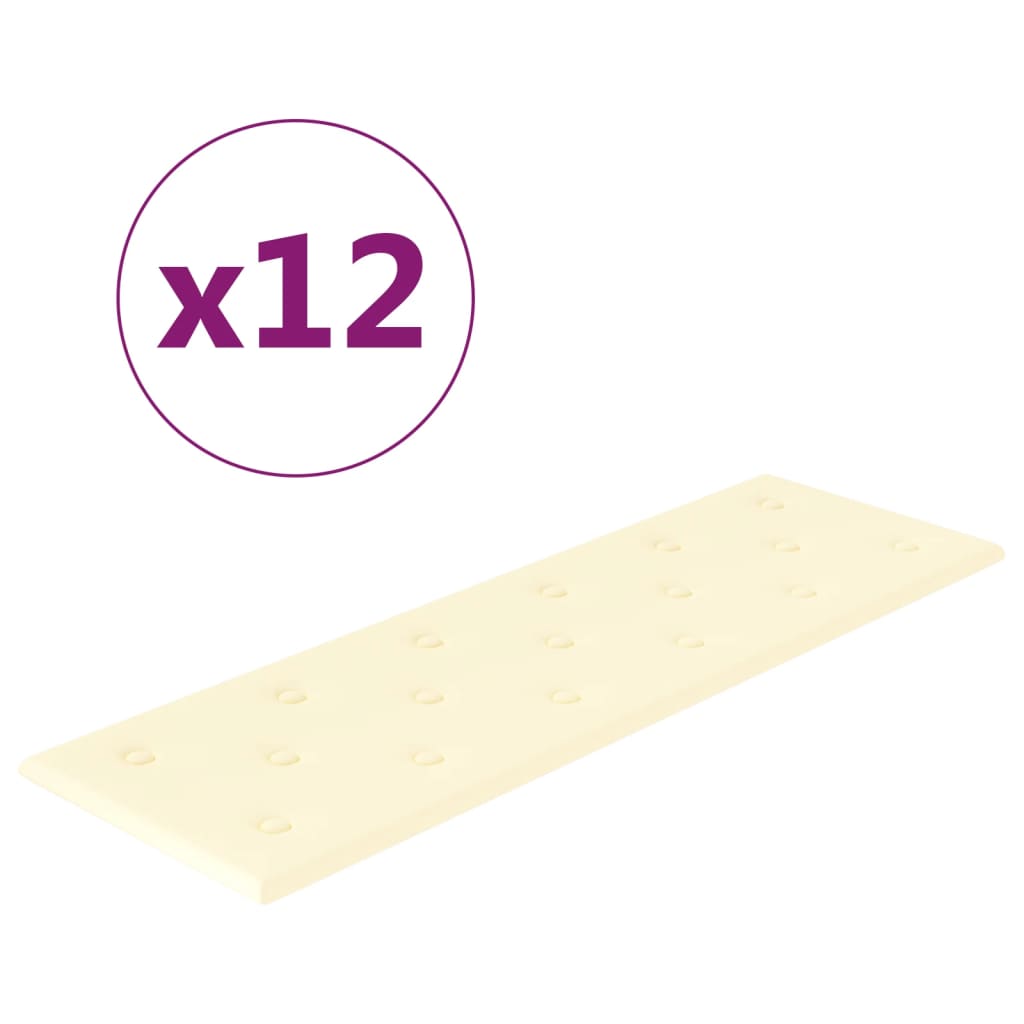 Vidaxl -Wandpaneele 12 ST 3,24 m² 90 x 30 cm künstliche Ledercreme -Colored