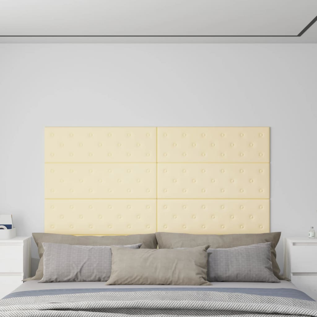 Vidaxl -Wandpaneele 12 ST 3,24 m² 90 x 30 cm künstliche Ledercreme -Colored