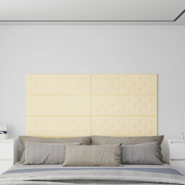 Vidaxl -Wandpaneele 12 ST 3,24 m² 90 x 30 cm künstliche Ledercreme -Colored