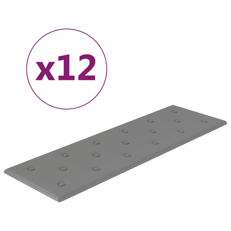 Vidaxl Wandpaneele 12 ST 3,24 m² 90 x 30 cm künstliches Ledergrau grau