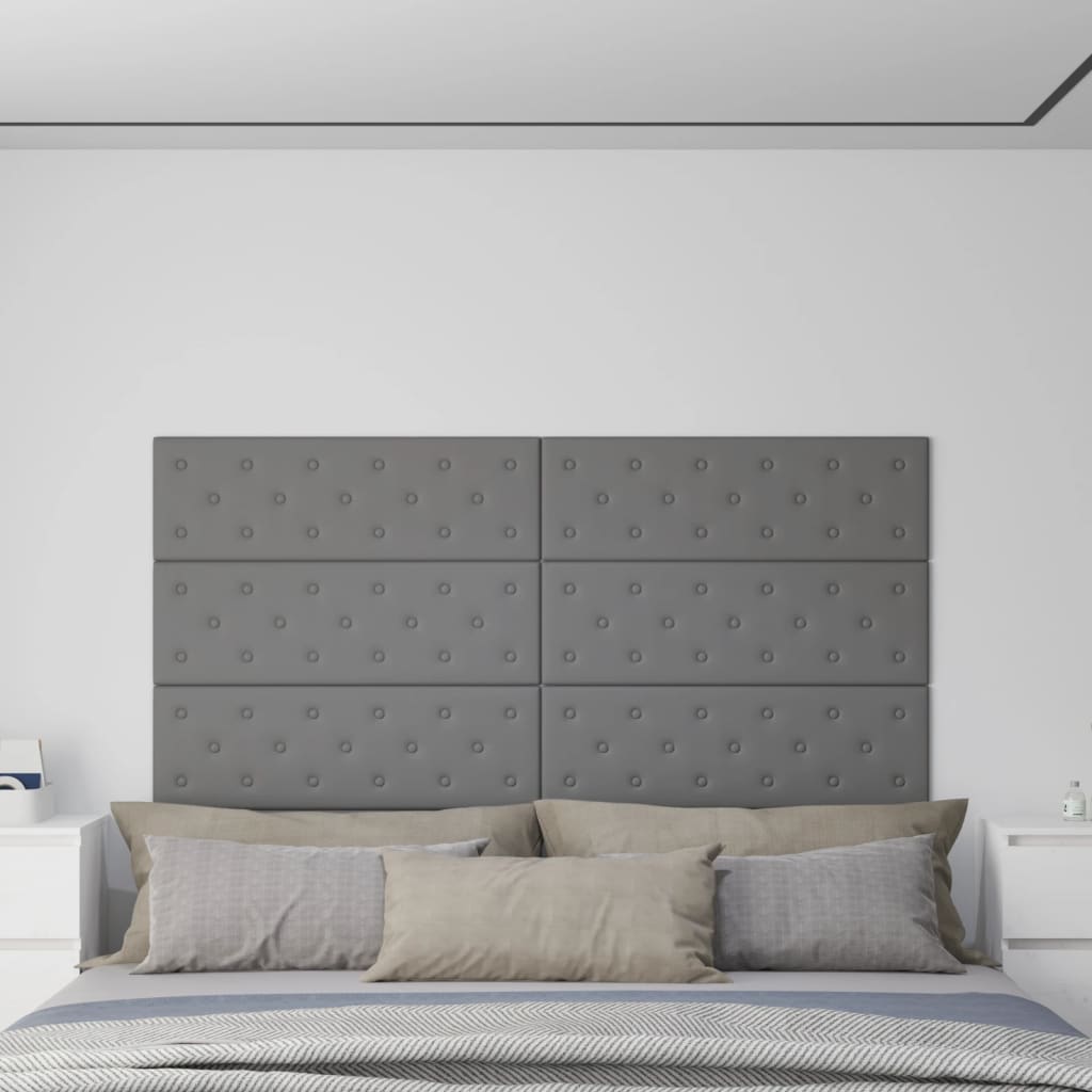 Vidaxl Wandpaneele 12 ST 3,24 m² 90 x 30 cm künstliches Ledergrau grau