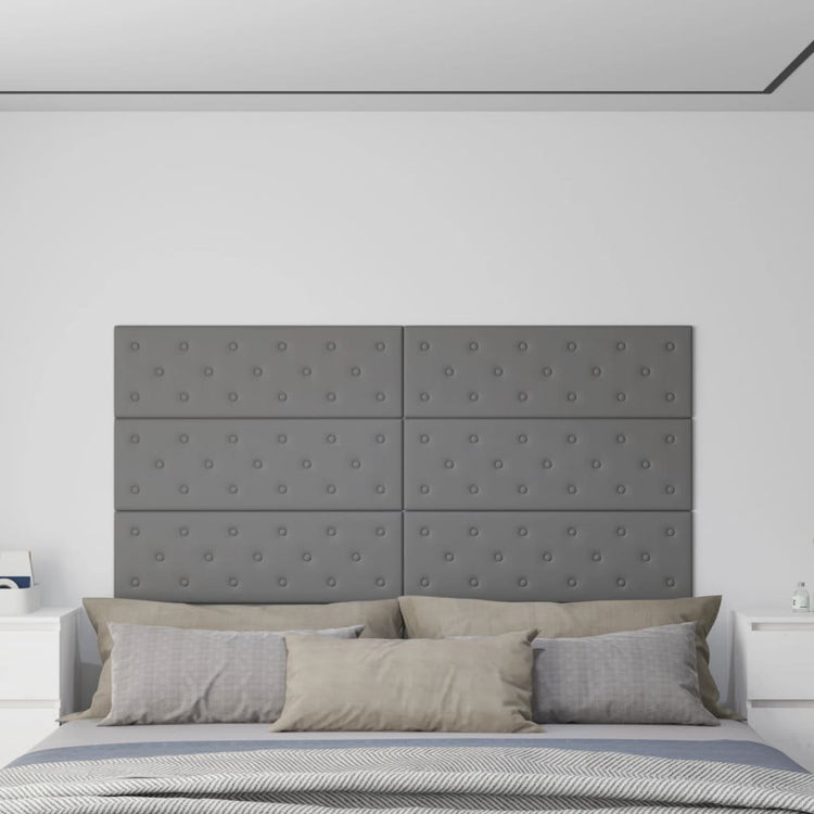 Vidaxl Wandpaneele 12 ST 3,24 m² 90 x 30 cm künstliches Ledergrau grau