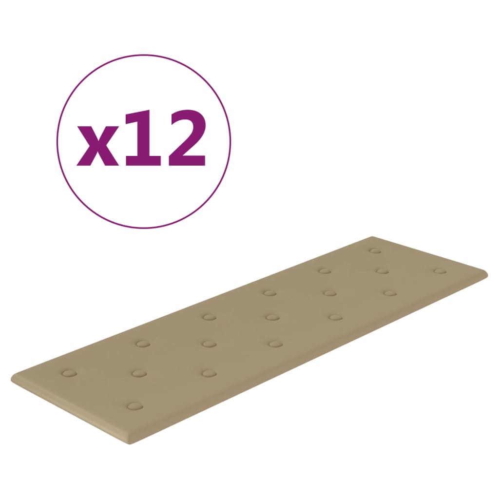 Vidaxl -Wandpaneele 12 Stcs 3,24 m² 90 x 30 cm Kunstleder Cappuccinocolid