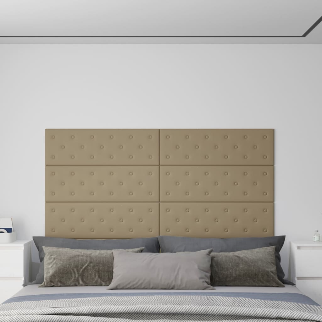 Vidaxl -Wandpaneele 12 Stcs 3,24 m² 90 x 30 cm Kunstleder Cappuccinocolid