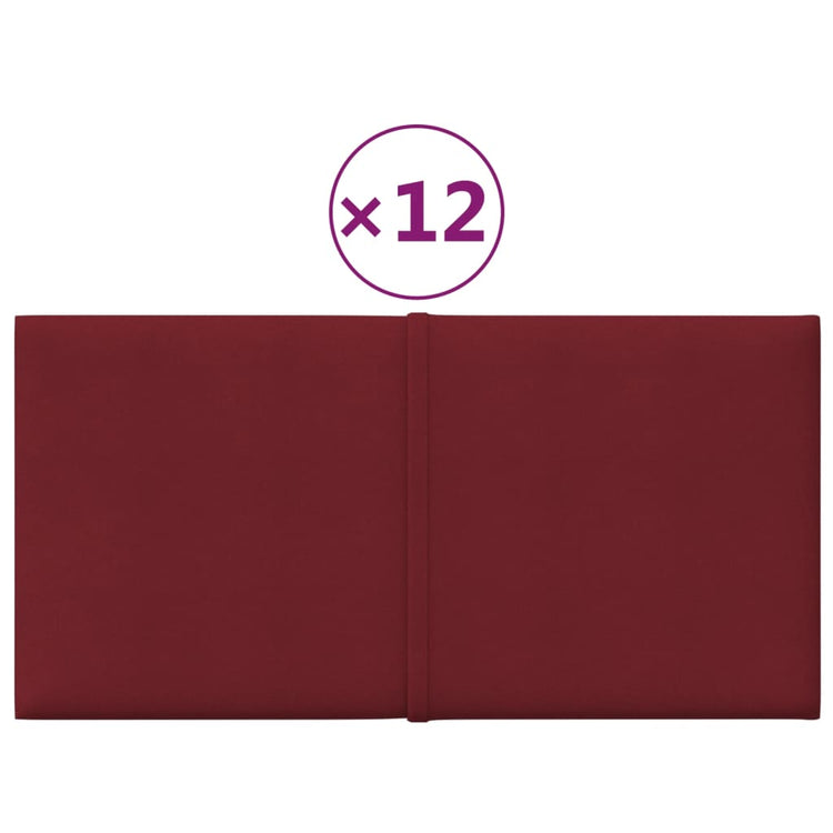 Vidaxl Wandpaneele 12 Stcs 0,54 m² 30x15 cm Stoffwein rot