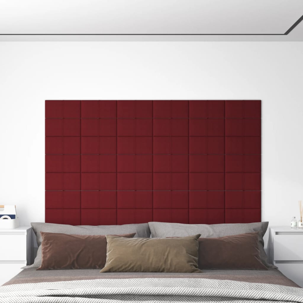 Vidaxl Wandpaneele 12 Stcs 0,54 m² 30x15 cm Stoffwein rot