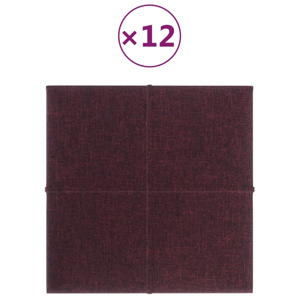 Vidaxl -Wandplatten 12 ST 1,08 m² 30 x 30 cm Stoff lila
