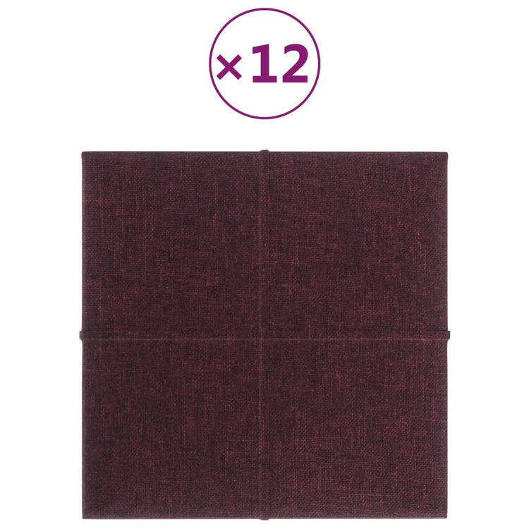 Vidaxl -Wandplatten 12 ST 1,08 m² 30 x 30 cm Stoff lila