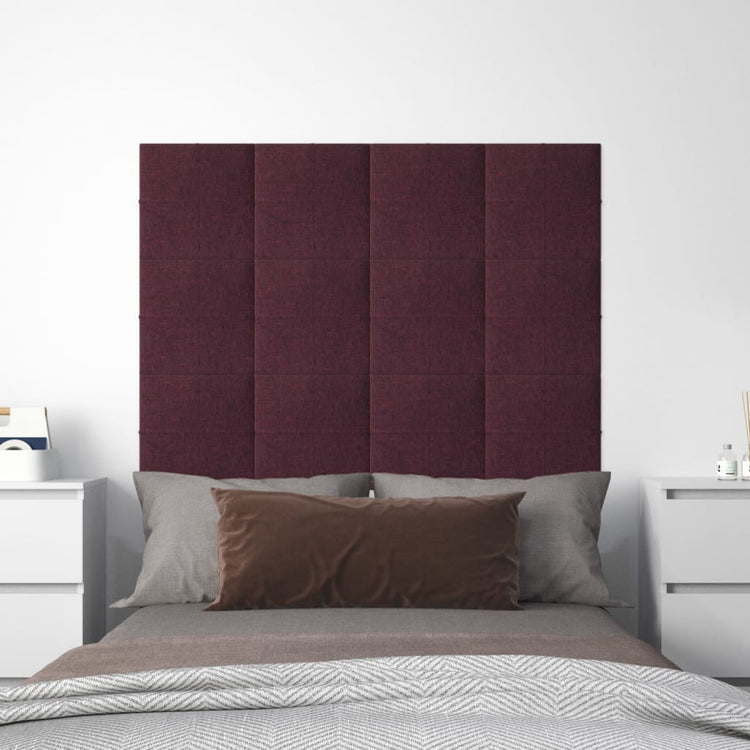 Vidaxl -Wandplatten 12 ST 1,08 m² 30 x 30 cm Stoff lila