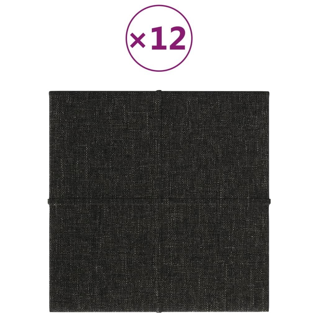 Vidaxl -Wandpaneele 12 ST 1,08 m² 30 x 30 cm Stoff schwarz