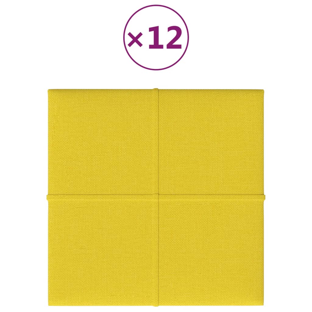 Vidaxl -Wandplatten 12 ST 1,08 m² 30 x 30 cm Stoff hellgelb