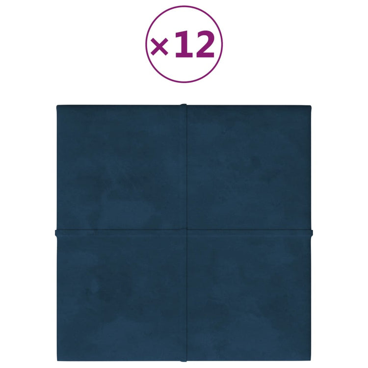 Vidaxl -Wandplatten 12 ST 1,08 m² 30 x 30 cm Samtblau