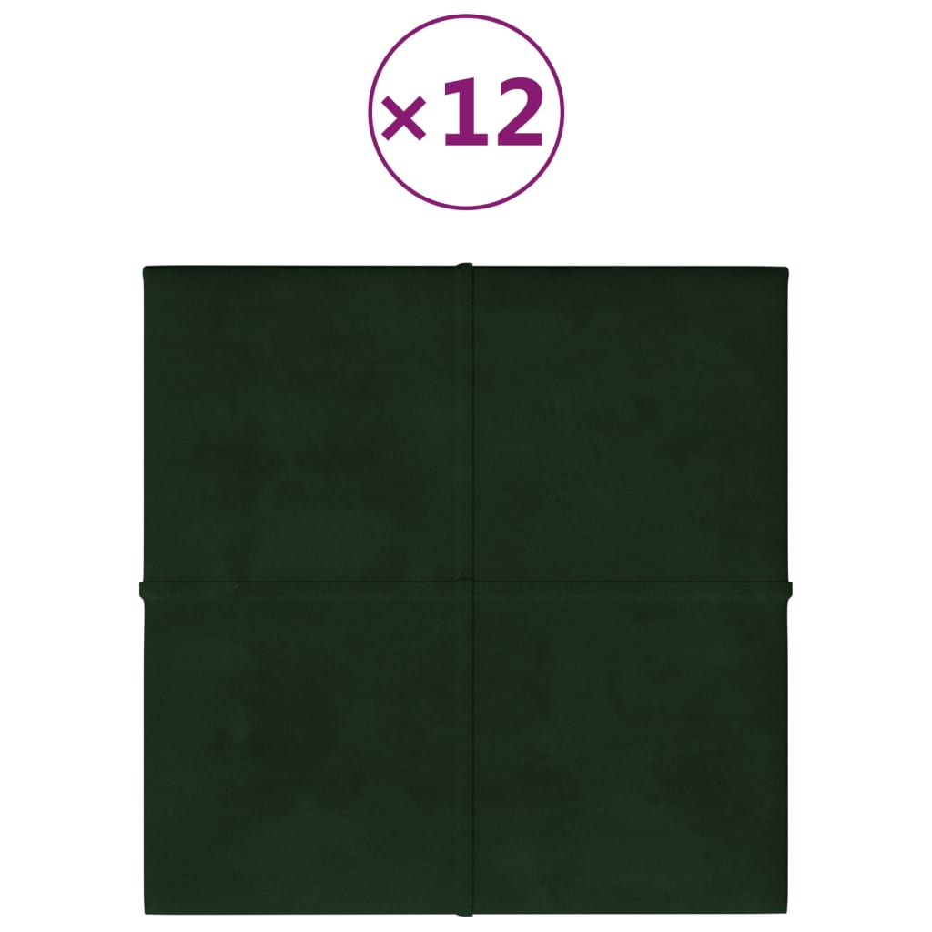 Vidaxl -Wandplatten 12 ST 1,08 m² 30 x 30 cm Samt dunkelgrün