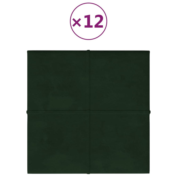 Vidaxl -Wandplatten 12 ST 1,08 m² 30 x 30 cm Samt dunkelgrün