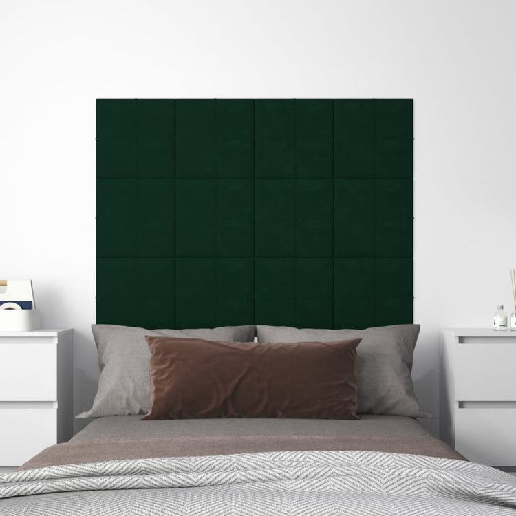 Vidaxl -Wandplatten 12 ST 1,08 m² 30 x 30 cm Samt dunkelgrün