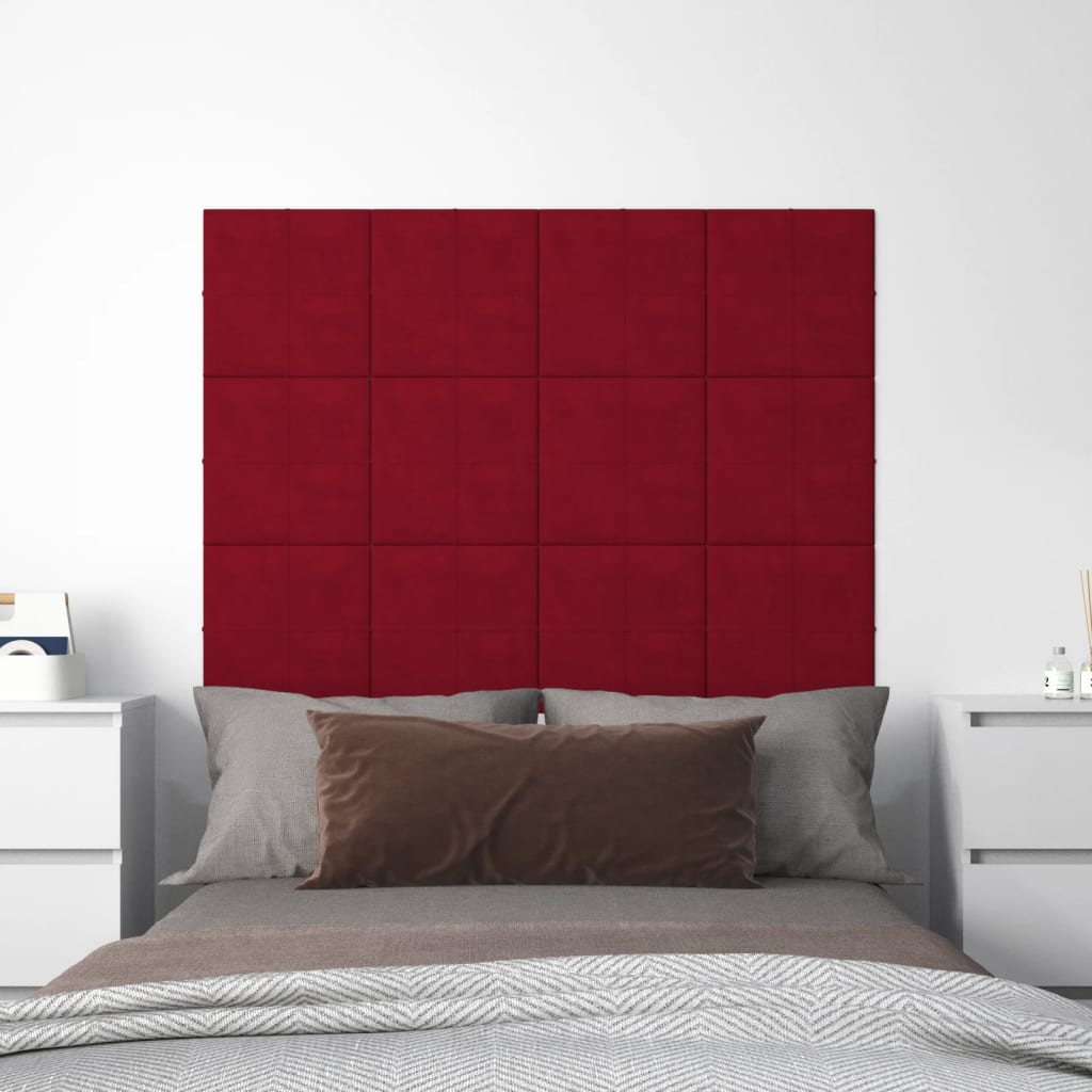 Vidaxl Wandtafeln 12 ST 1,08 m² 30 x 30 cm Samtweinrot