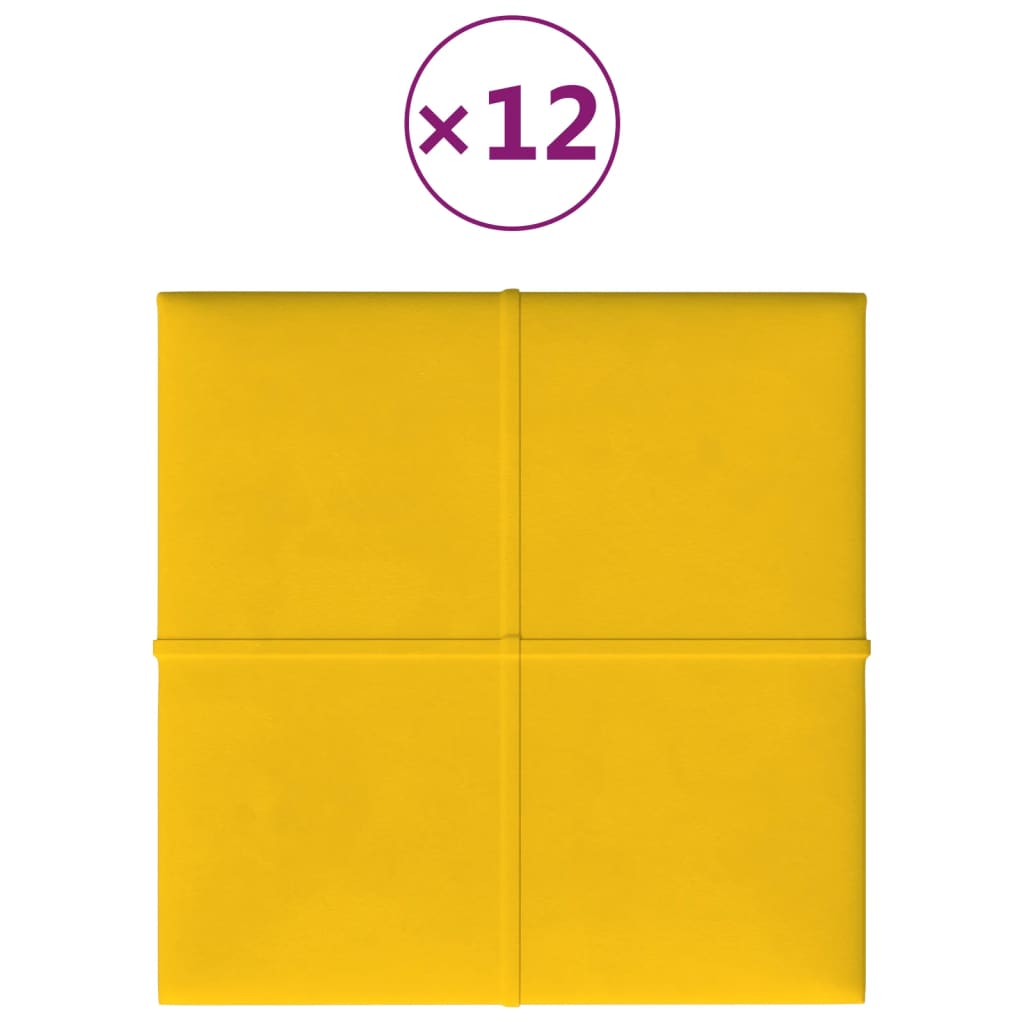Vidaxl -Wandplatten 12 ST 1,08 m² 30 x 30 cm Samtgelbgelb