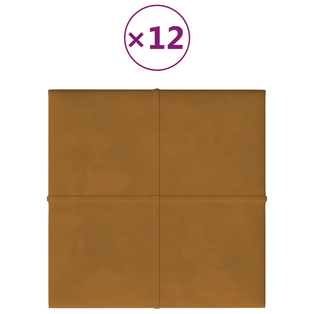 Vidaxl -Wandplatten 12 ST 1,08 m² 30 x 30 cm Samtbraun