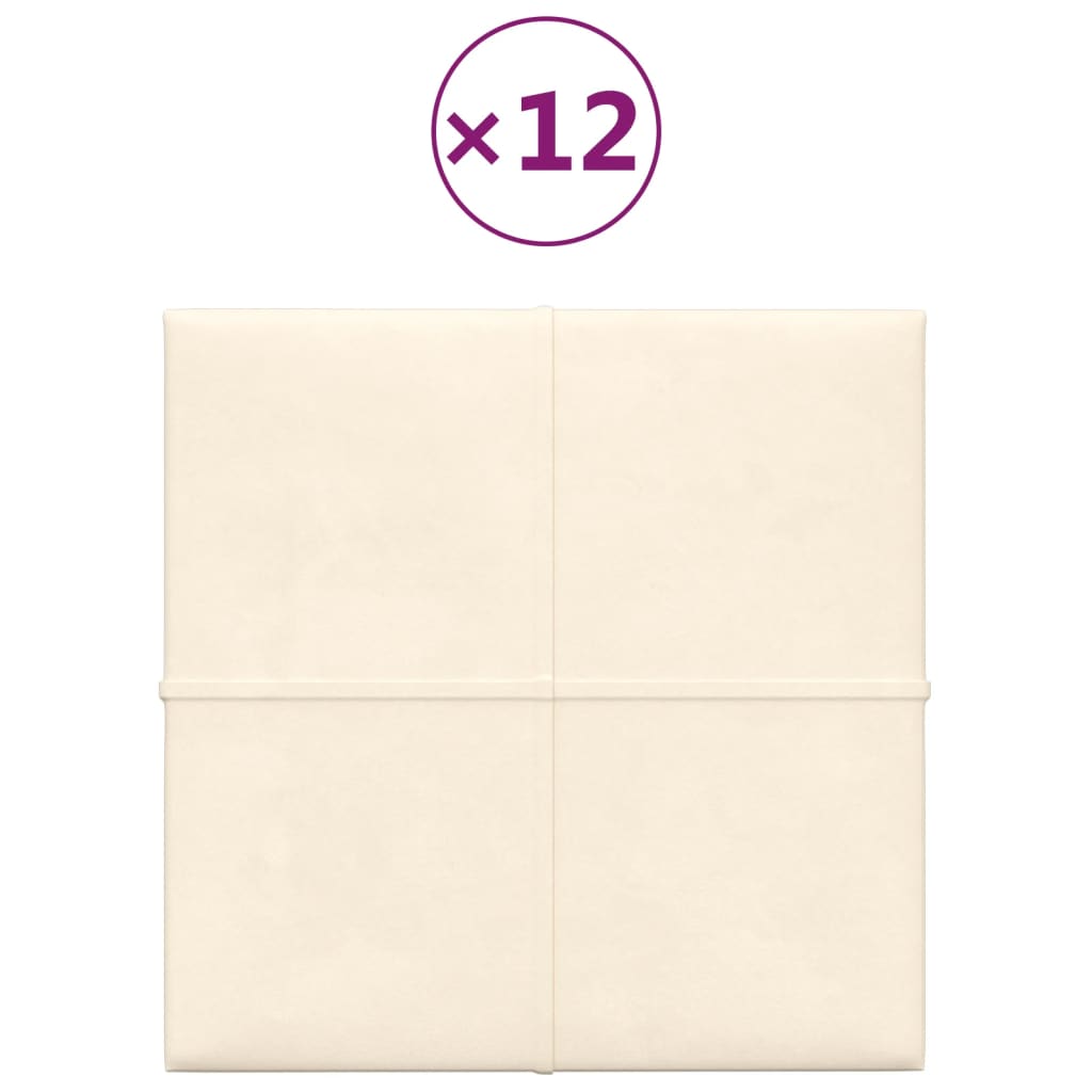 VIDAXL -Wandpaneele 12 ST 1,08 m² 30 x 30 cm Samtcreme -Colored