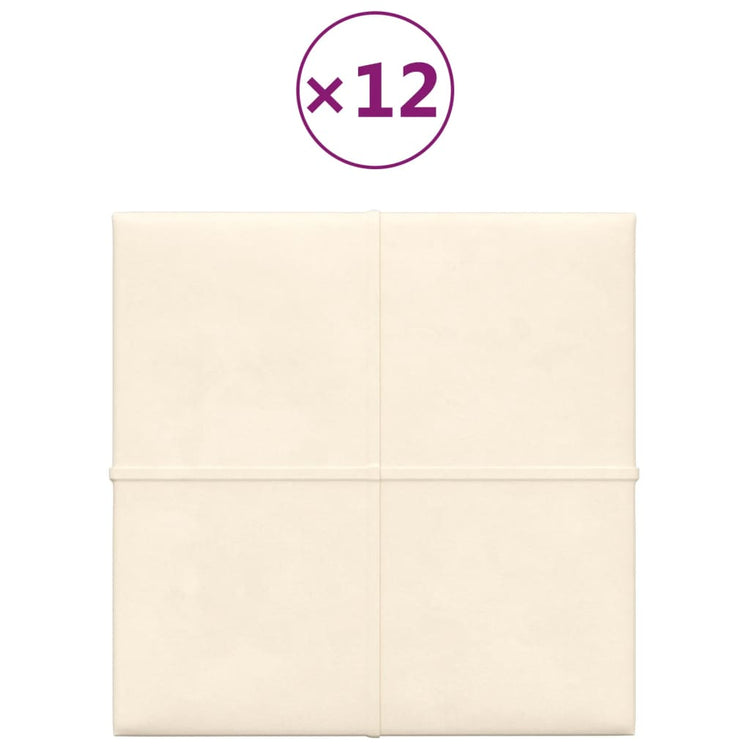 VIDAXL -Wandpaneele 12 ST 1,08 m² 30 x 30 cm Samtcreme -Colored