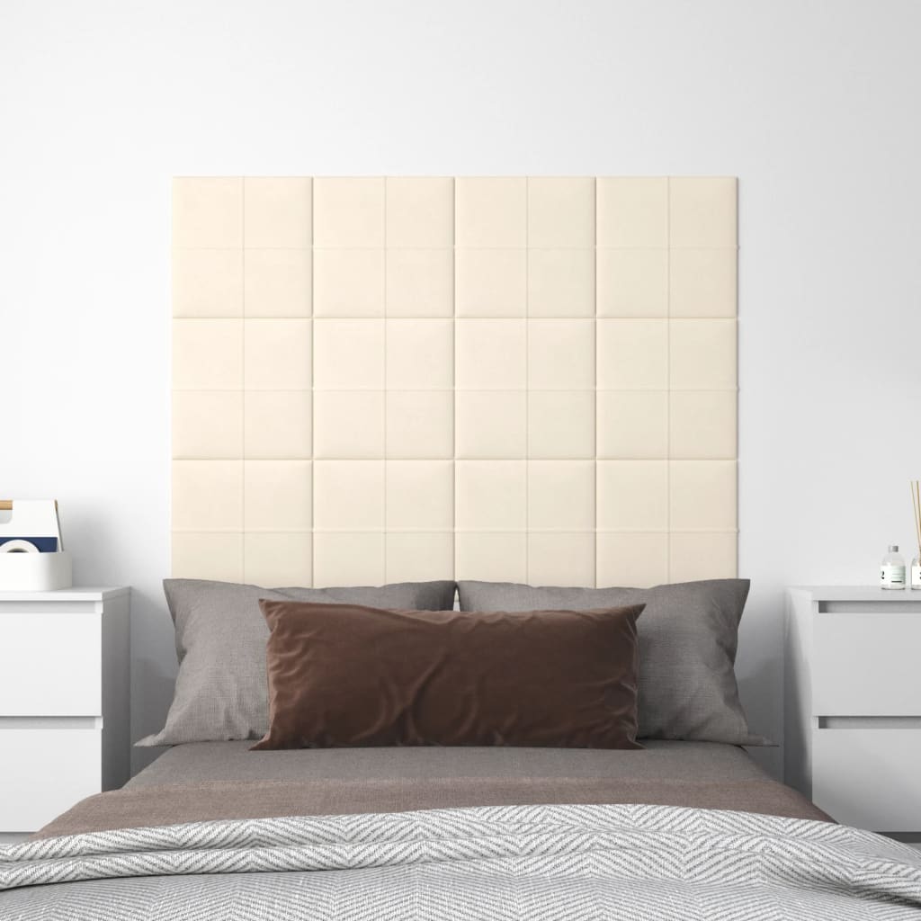 VIDAXL -Wandpaneele 12 ST 1,08 m² 30 x 30 cm Samtcreme -Colored