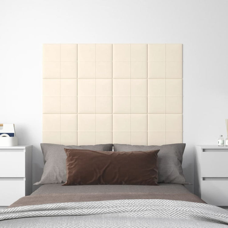 VIDAXL -Wandpaneele 12 ST 1,08 m² 30 x 30 cm Samtcreme -Colored
