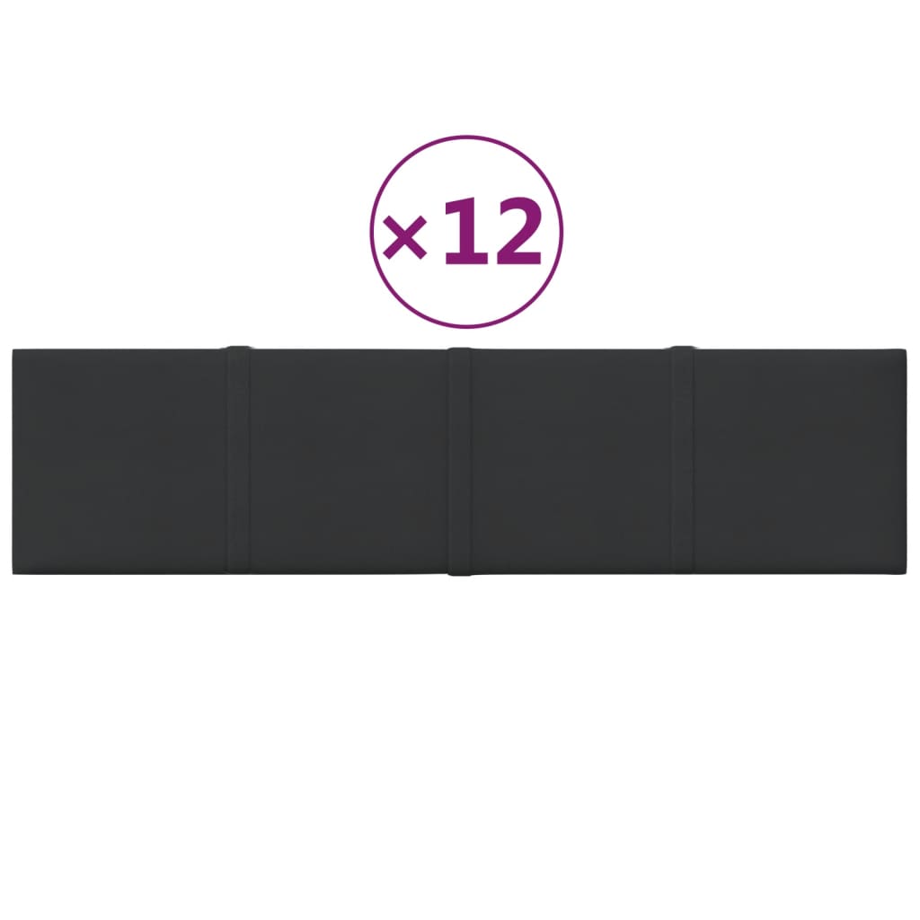Vidaxl -Wandplatten 12 ST 1,08 m² 60x15 cm Stoff schwarz