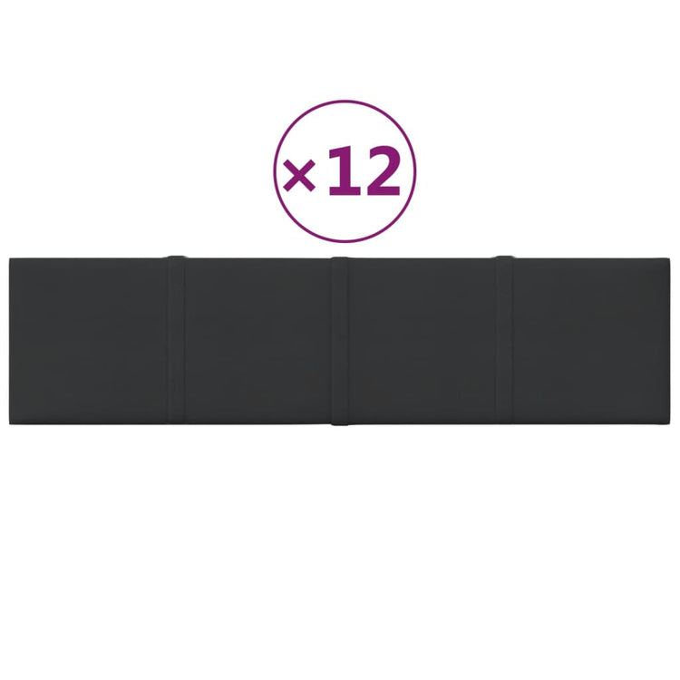 Vidaxl -Wandplatten 12 ST 1,08 m² 60x15 cm Stoff schwarz