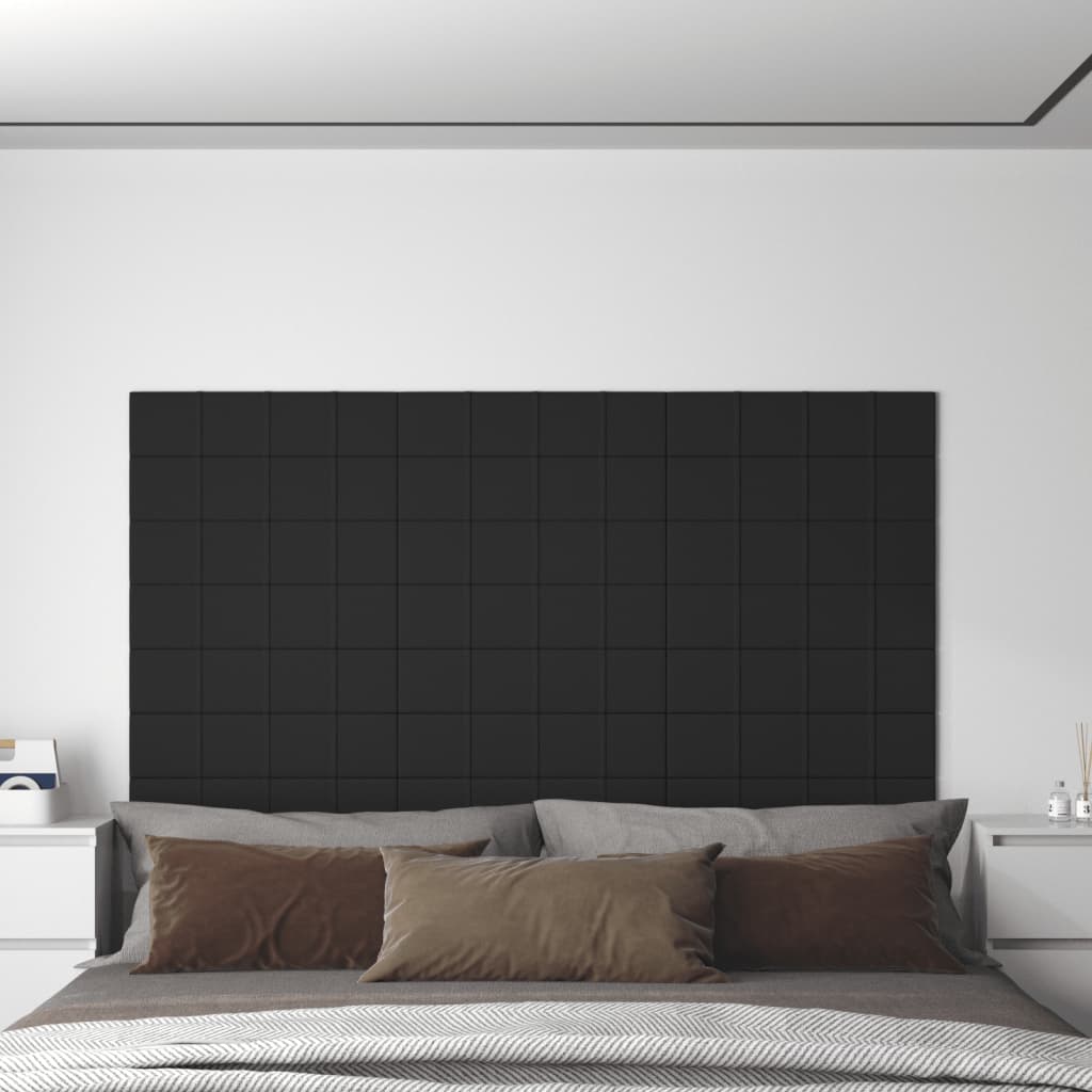 Vidaxl -Wandplatten 12 ST 1,08 m² 60x15 cm Stoff schwarz