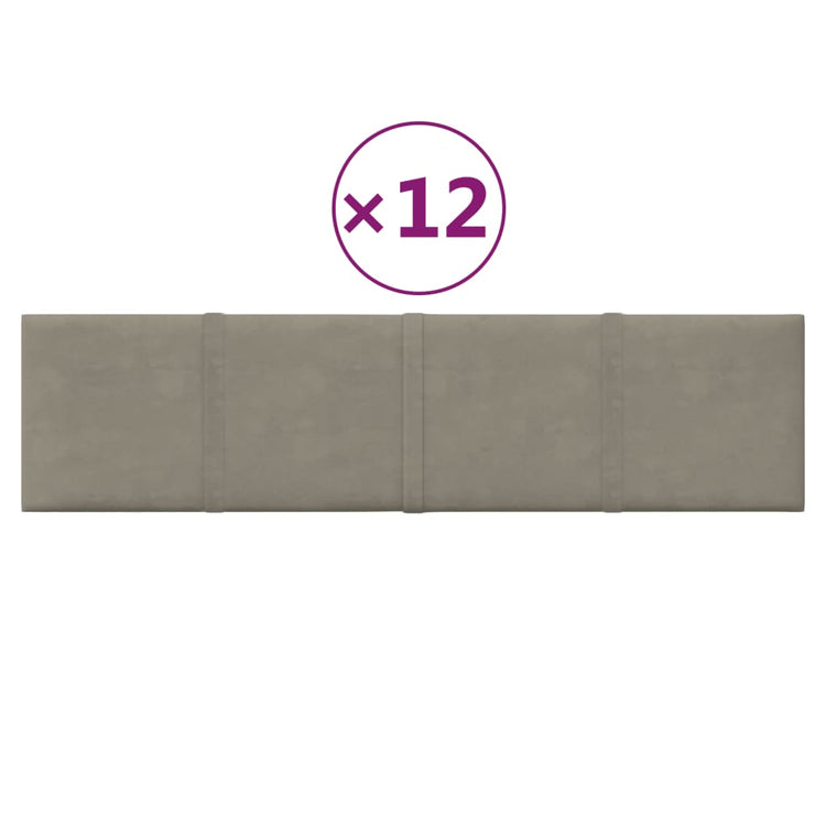 Vidaxl -Wandplatten 12 ST 1,08 m² 60x15 cm Samt hellgrau