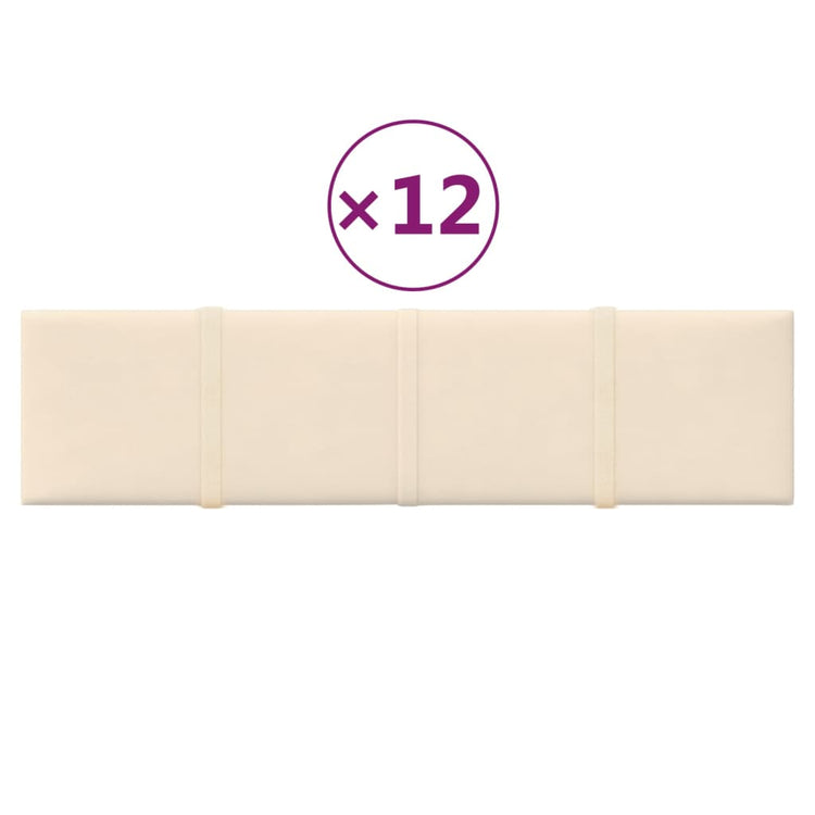 VIDAXL -Wandpaneele 12 ST 1,08 m² 60 x 15 cm Samtcreme -Colored