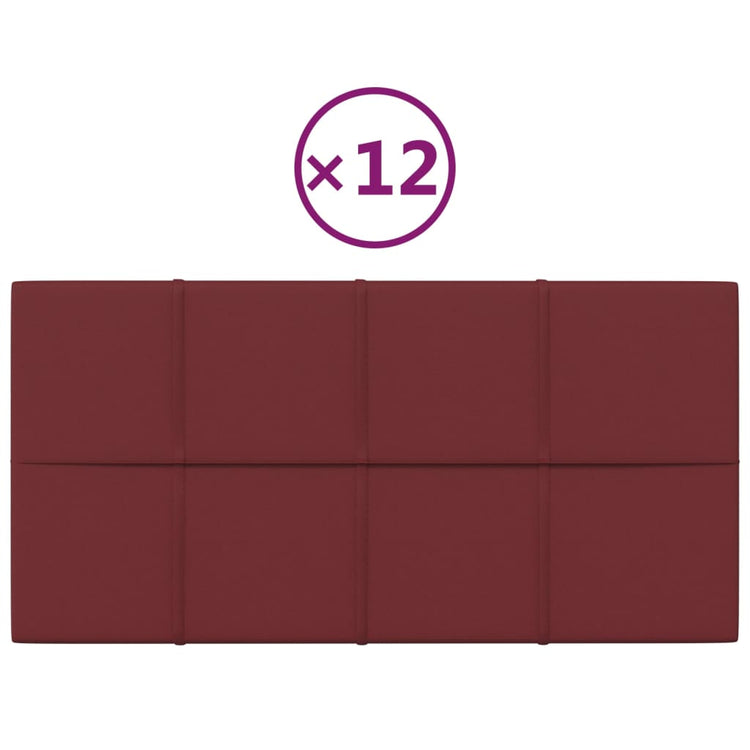 Vidaxl Wandpaneele 12 ST 2,16 m² 60 x 30 cm Stoff Weinrot
