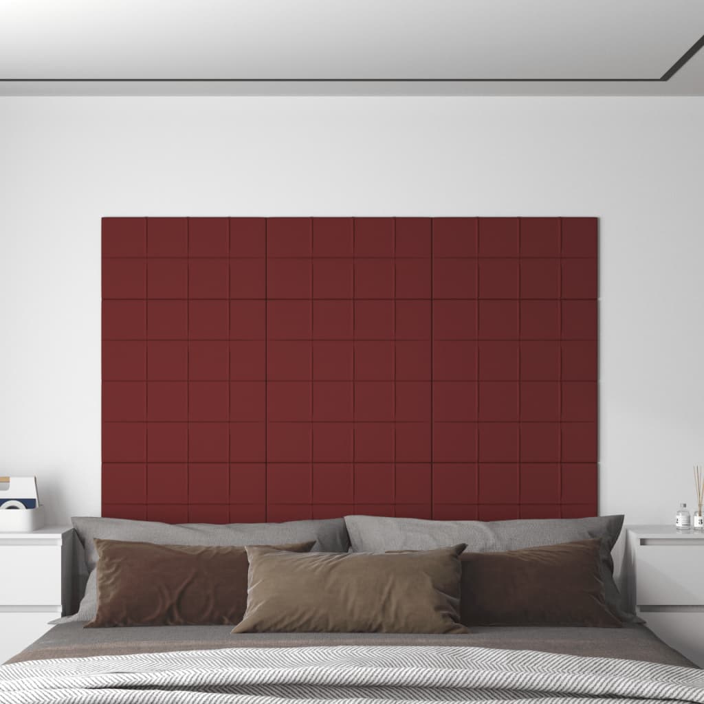 Vidaxl Wandpaneele 12 ST 2,16 m² 60 x 30 cm Stoff Weinrot