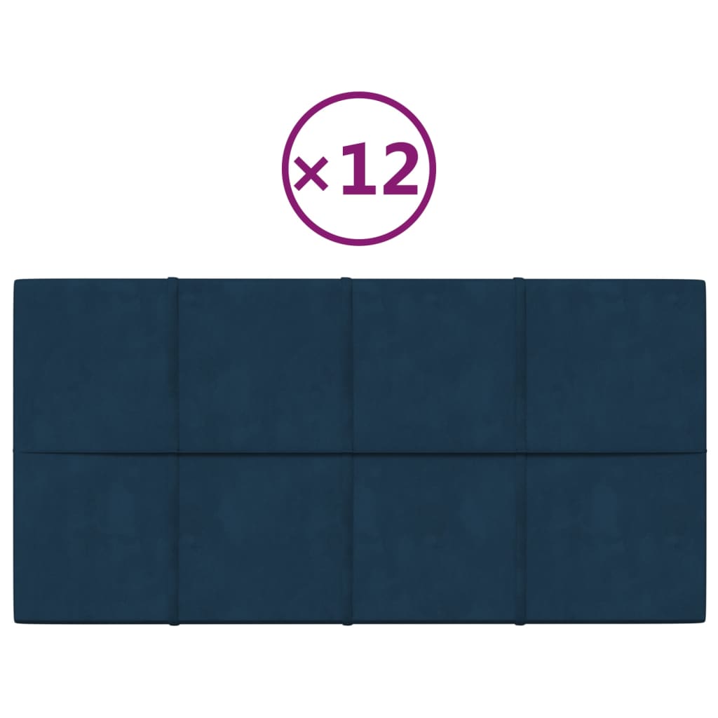Vidaxl -Wandplatten 12 ST 2,16 m² 60 x 30 cm Samtblau