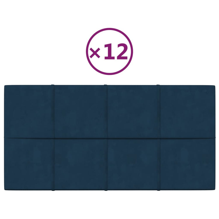 Vidaxl -Wandplatten 12 ST 2,16 m² 60 x 30 cm Samtblau