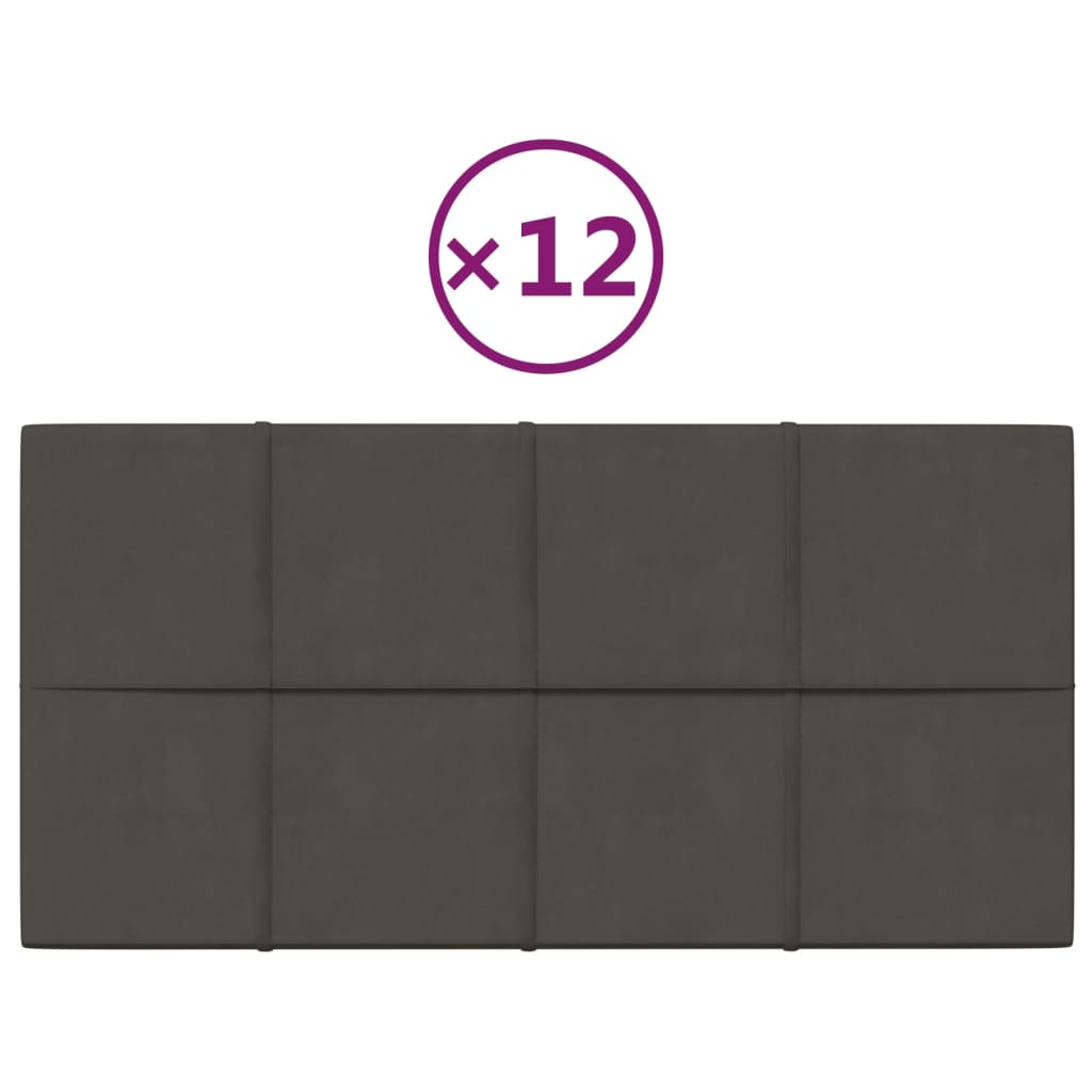 Vidaxl -Wandplatten 12 ST 2,16 m² 60 x 30 cm Samt dunkelgrau