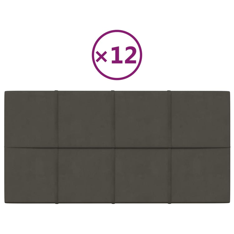 Vidaxl -Wandplatten 12 ST 2,16 m² 60 x 30 cm Samt dunkelgrau