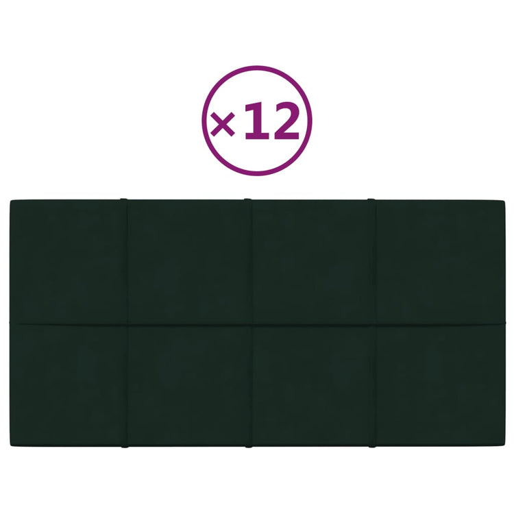 Vidaxl -Wandplatten 12 ST 2,16 m² 60 x 30 cm Samt dunkelgrün