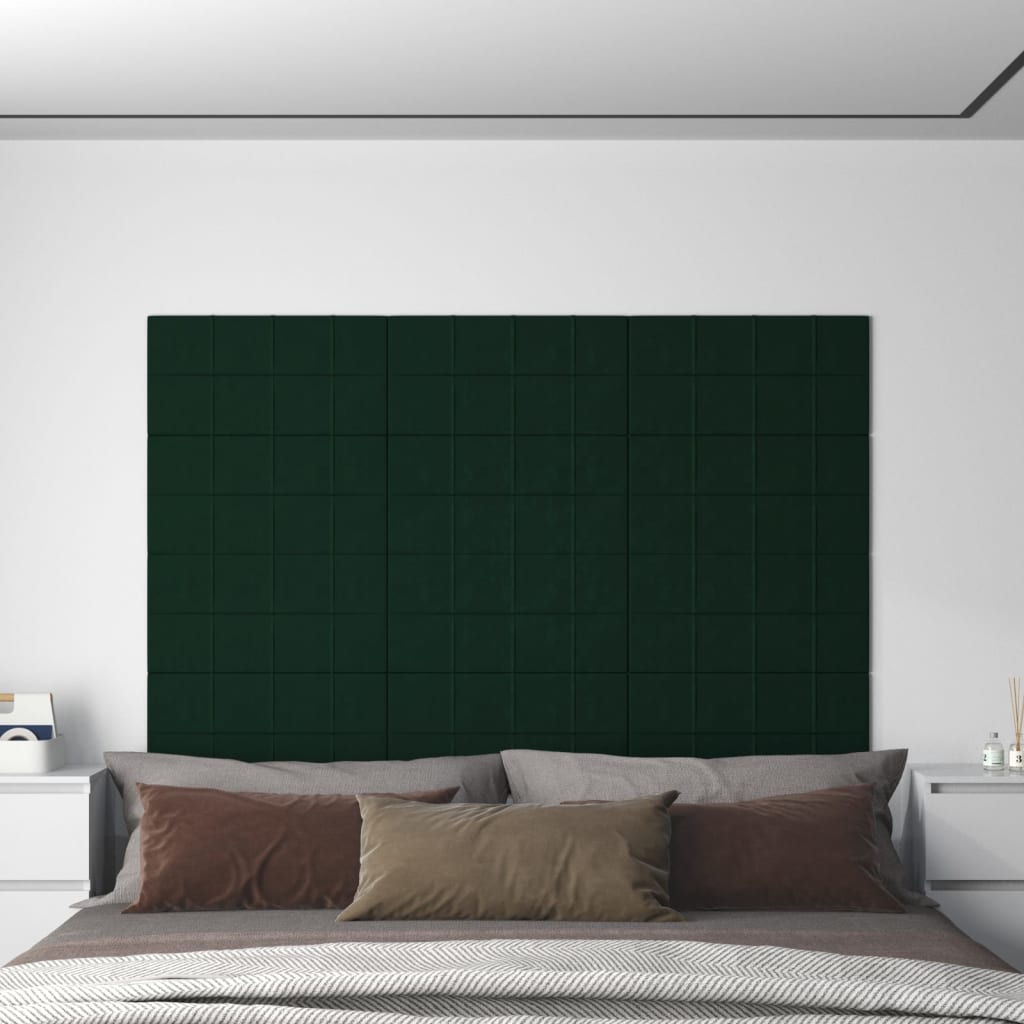 Vidaxl -Wandplatten 12 ST 2,16 m² 60 x 30 cm Samt dunkelgrün