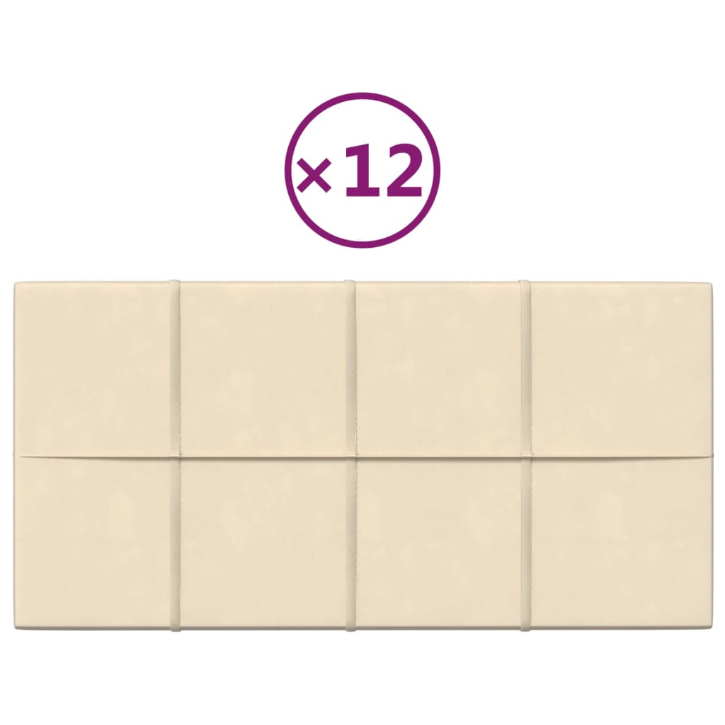 Vidaxl -Wandpaneele 12 ST 2,16 m² 60 x 30 cm Samtcreme -Colored