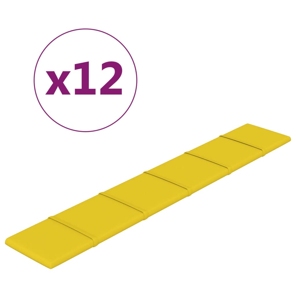 Vidaxl -Wandplatten 12 ST 1,62 m² 90 x 15 cm Stoff hellgelb
