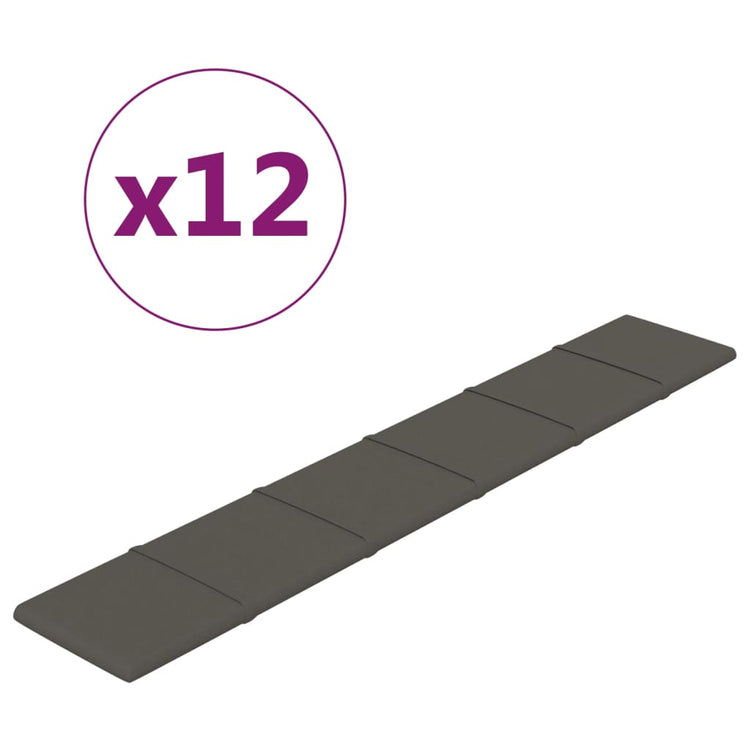 Vidaxl -Wandplatten 12 ST 1,62 m² 90 x 15 cm Samt dunkelgrau
