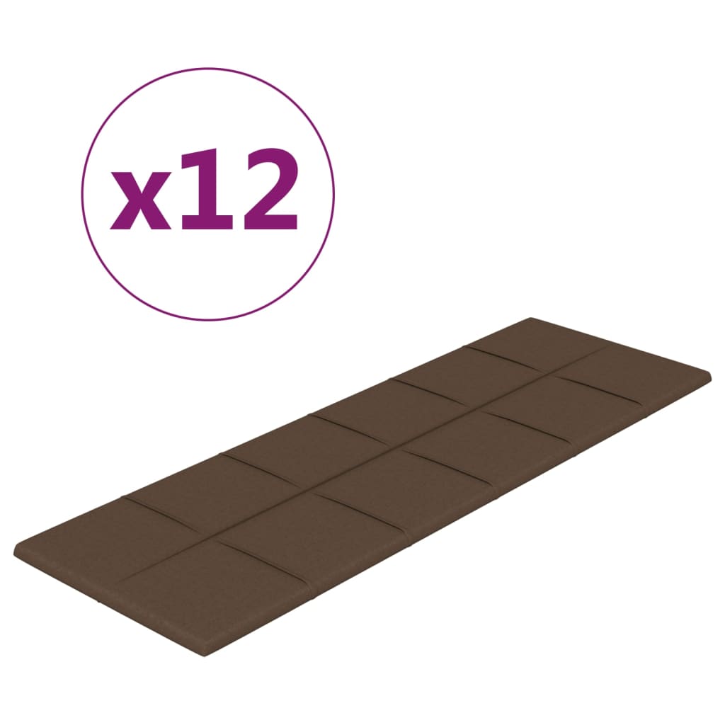 Vidaxl -Wandplatten 12 ST 3,24 m² 90 x 30 cm Stoffbraun