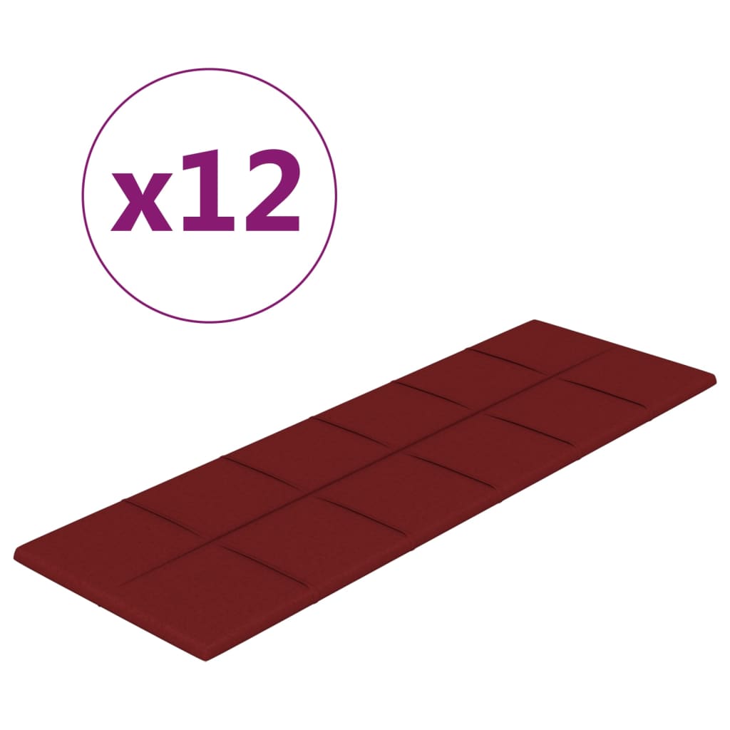 Vidaxl Wandpaneele 12 ST 3,24 m² 90 x 30 cm Stoffwein rot