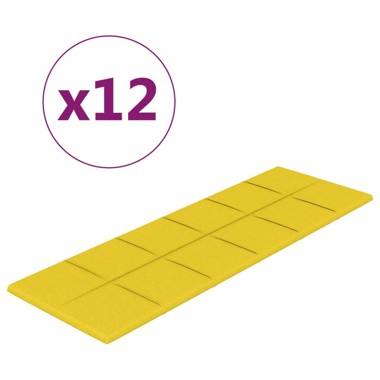 Vidaxl -Wandplatten 12 ST 3,24 m² 90 x 30 cm Stoff hellgelb