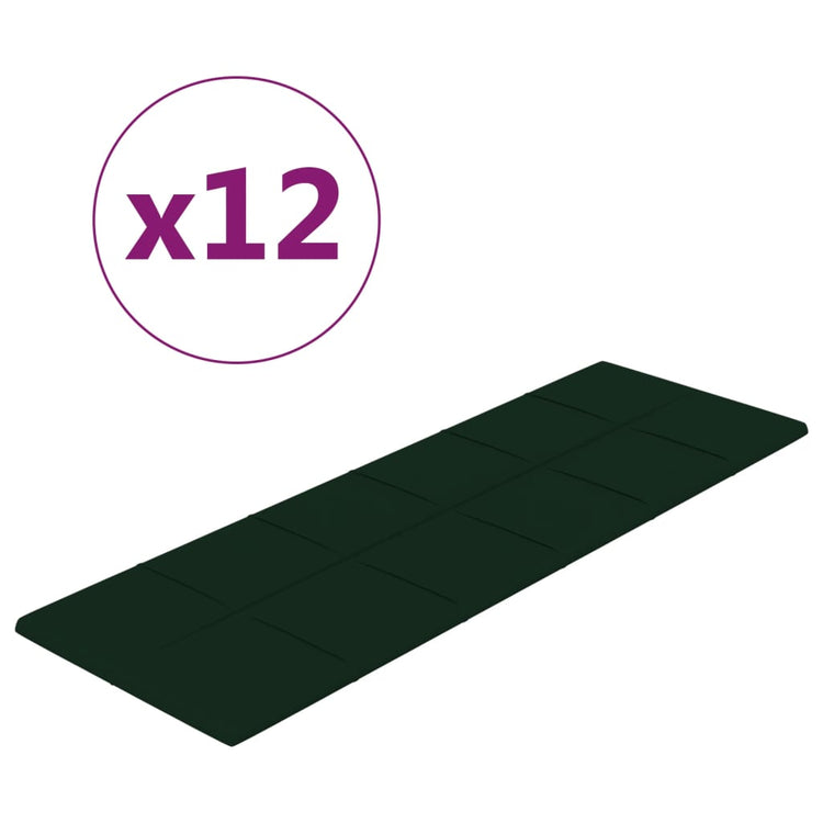 Vidaxl -Wandpaneele 12 ST 3,24 m² 90 x 30 cm Samt dunkelgrün