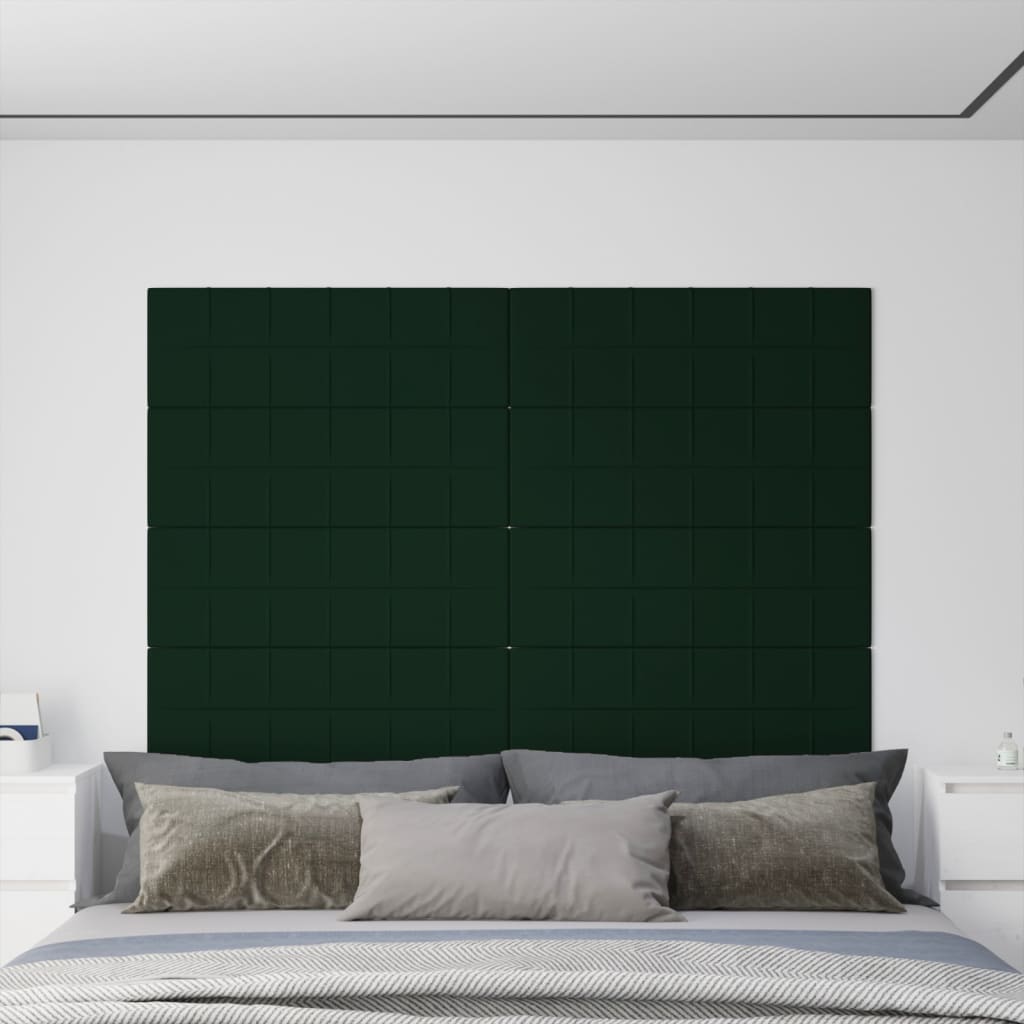 Vidaxl -Wandpaneele 12 ST 3,24 m² 90 x 30 cm Samt dunkelgrün