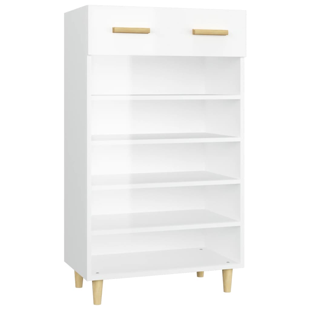Vidaxl Schuhschrank 60x35x105 cm verarbeitetes Holz Hochglanz weiß